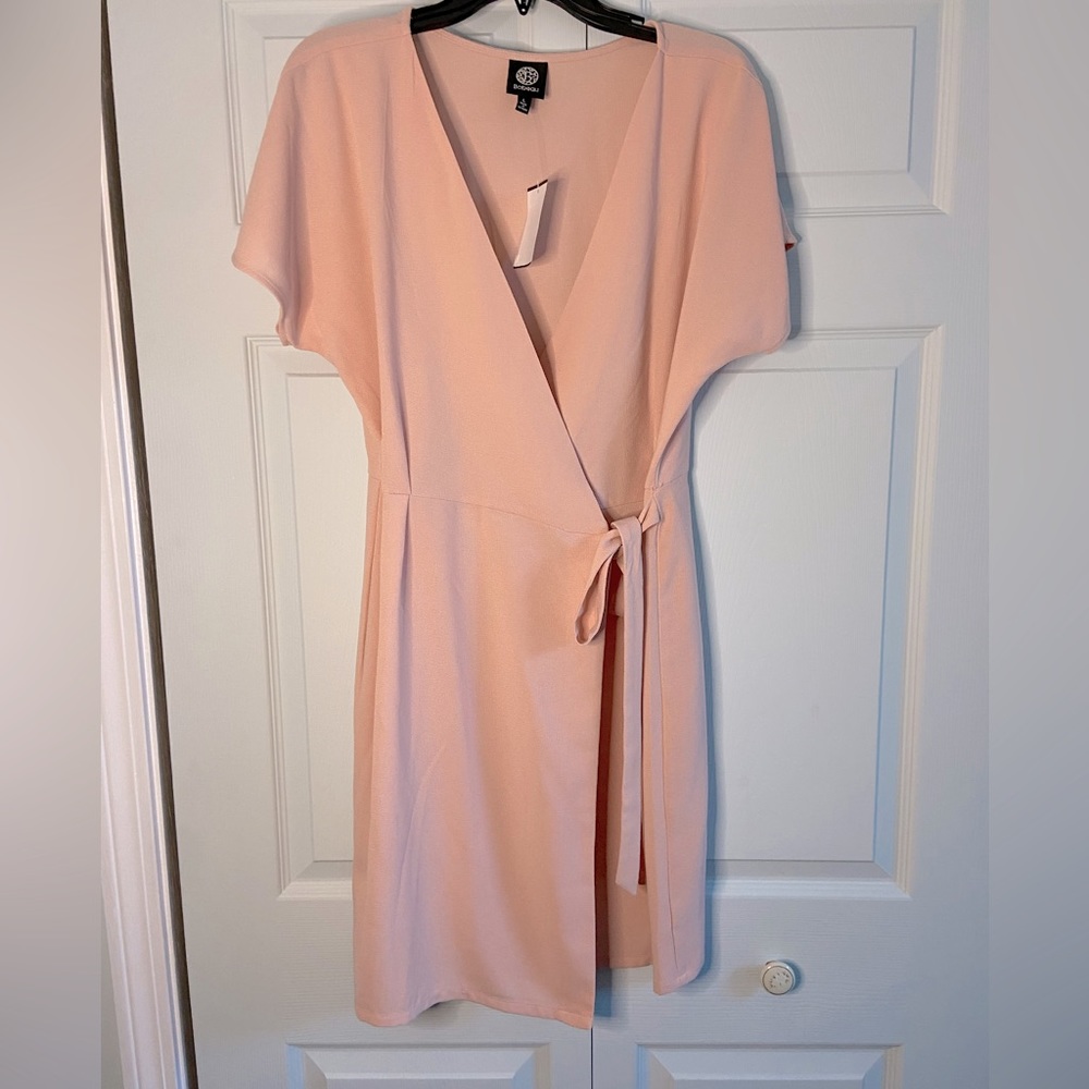 Bobeau Wrap Dress, Size Large, Blush
